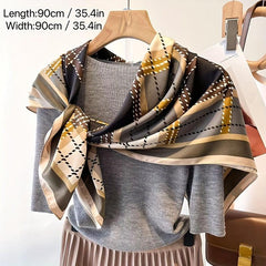 89 92cm Striped Plaid Pattern Silk Scarf Light Shawl