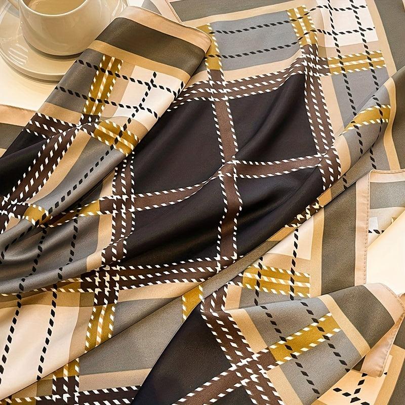 89 92cm Striped Plaid Pattern Silk Scarf Light Shawl