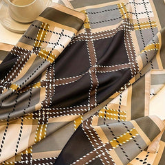 89 92cm Striped Plaid Pattern Silk Scarf Light Shawl