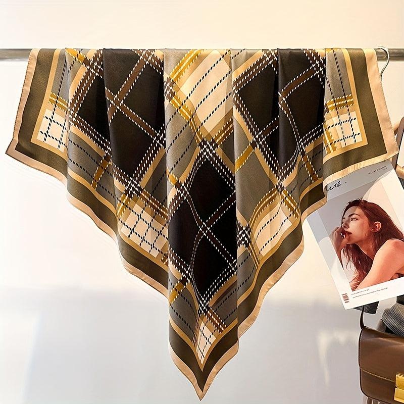 89 92cm Striped Plaid Pattern Silk Scarf Light Shawl