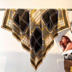 89 92cm Striped Plaid Pattern Silk Scarf Light Shawl