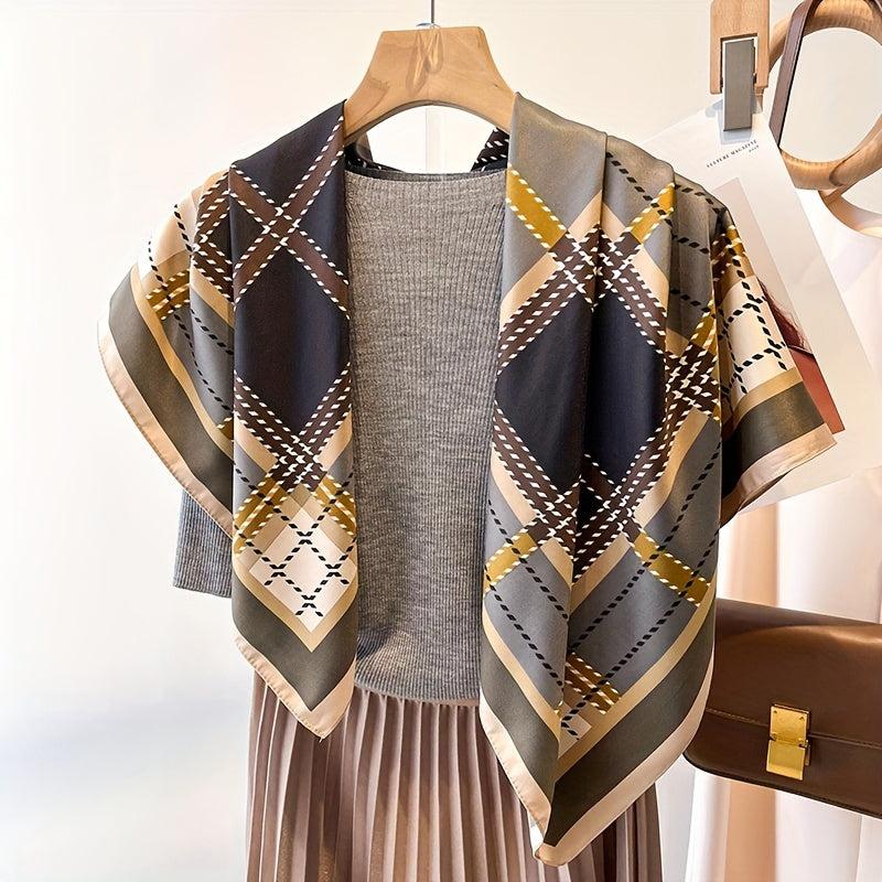 89 92cm Striped Plaid Pattern Silk Scarf Light Shawl