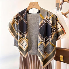 89 92cm Striped Plaid Pattern Silk Scarf Light Shawl