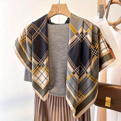 89 92cm Striped Plaid Pattern Silk Scarf Light Shawl