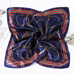 Classic Chain Print Square Scarf Bandana Shawl Women Casual Head Wrap