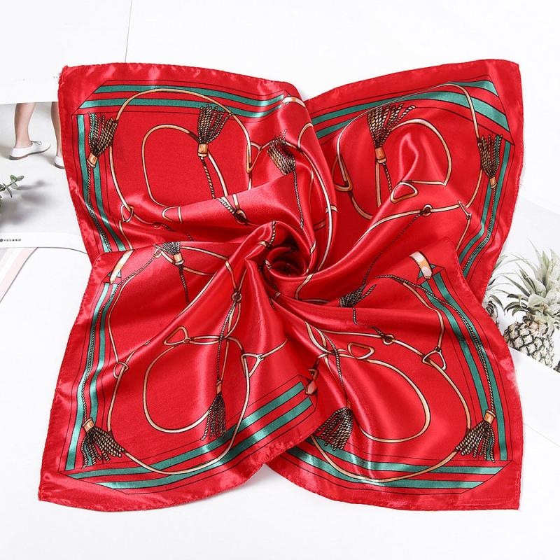 Classic Chain Print Square Scarf Bandana Shawl Women Casual Head Wrap