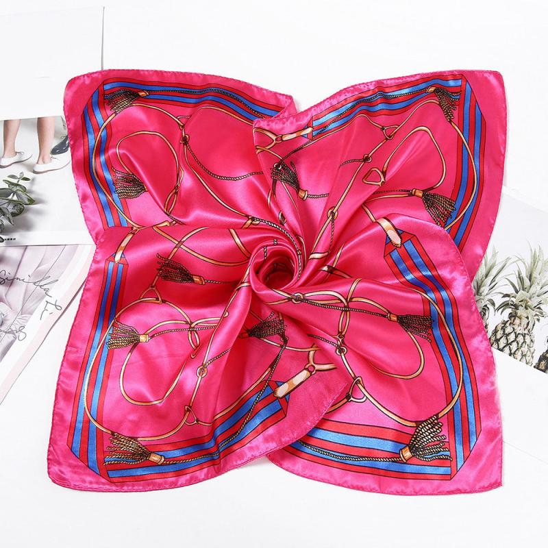 Classic Chain Print Square Scarf Bandana Shawl Women Casual Head Wrap