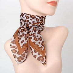 Leopard Print Square Scarf Chiffon Shawl Head Wrap Outdoor Windproof Beach Towel