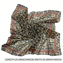 Leopard Print Square Scarf Chiffon Shawl Head Wrap Outdoor Windproof Beach Towel