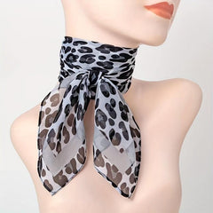 Leopard Print Square Scarf Chiffon Shawl Head Wrap Outdoor Windproof Beach Towel