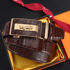 Men's Leather Belt with High Alloy Buckle