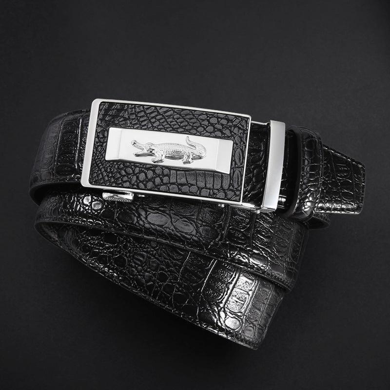 Men's Leather Belt with High Alloy Buckle