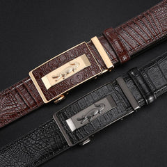 Men's Leather Belt with High Alloy Buckle