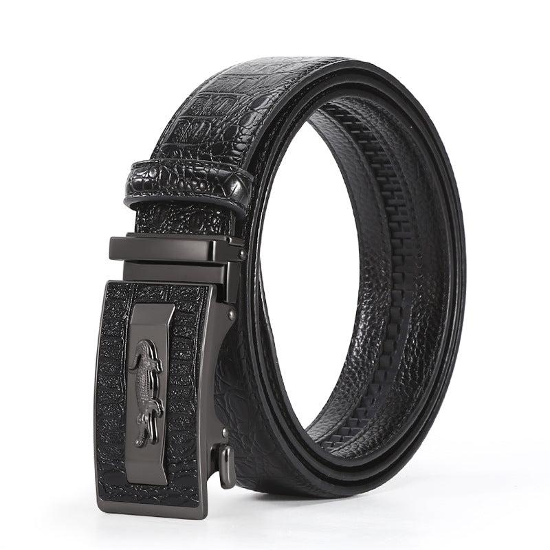 Men's Leather Belt with High Alloy Buckle