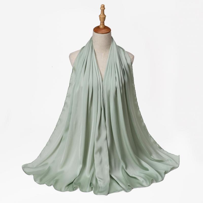 Crinkle Satin Scarf Hijab Solid Classic Shawl Head Wrap Women