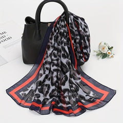 Vintage Leopard Print Chiffon Scarf Boho Shawl Head Wrap