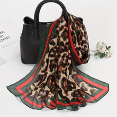 Vintage Leopard Print Chiffon Scarf Boho Shawl Head Wrap