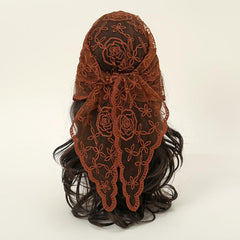 Embroidered Lace Triangle Scarf Vintage Headscarf