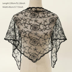 Embroidered Lace Triangle Scarf Vintage Headscarf