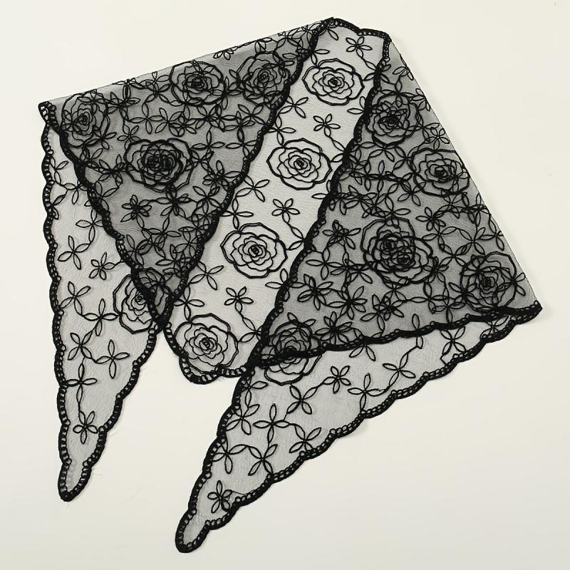Embroidered Lace Triangle Scarf Vintage Headscarf
