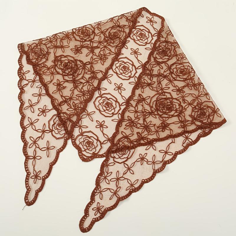 Embroidered Lace Triangle Scarf Vintage Headscarf