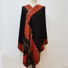 Orange Paisley Jacquard Tassel Scarf Women's Windproof Shawl