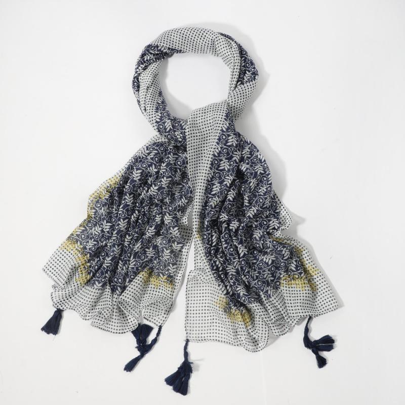 Vintage Floral Print Boho Scarf Tassel Shawl
