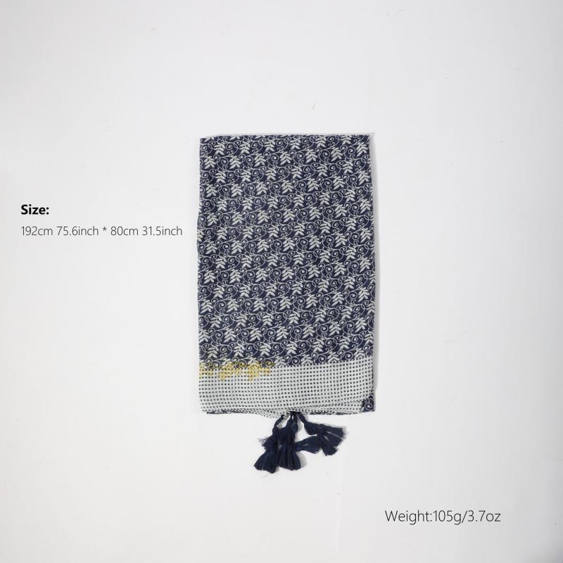 Vintage Floral Print Boho Scarf Tassel Shawl