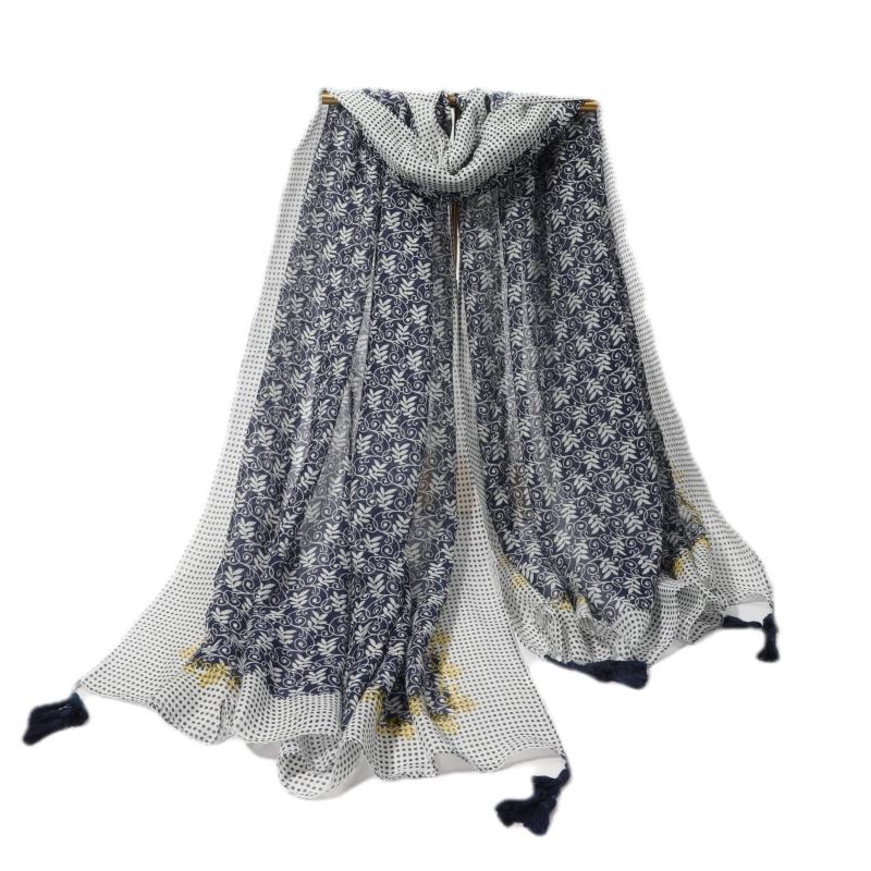 Vintage Floral Print Boho Scarf Tassel Shawl