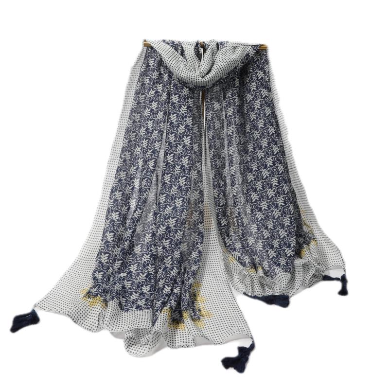 Vintage Floral Print Boho Scarf Tassel Shawl