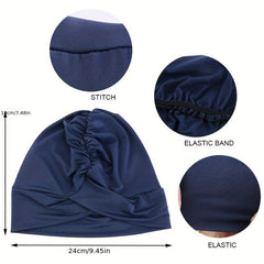 Women's Turban Cap Solid Ruched Inner Cap Underscarf Bandana Beanie Chemo Hats