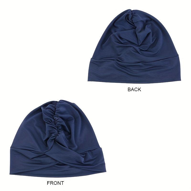 Women's Turban Cap Solid Ruched Inner Cap Underscarf Bandana Beanie Chemo Hats