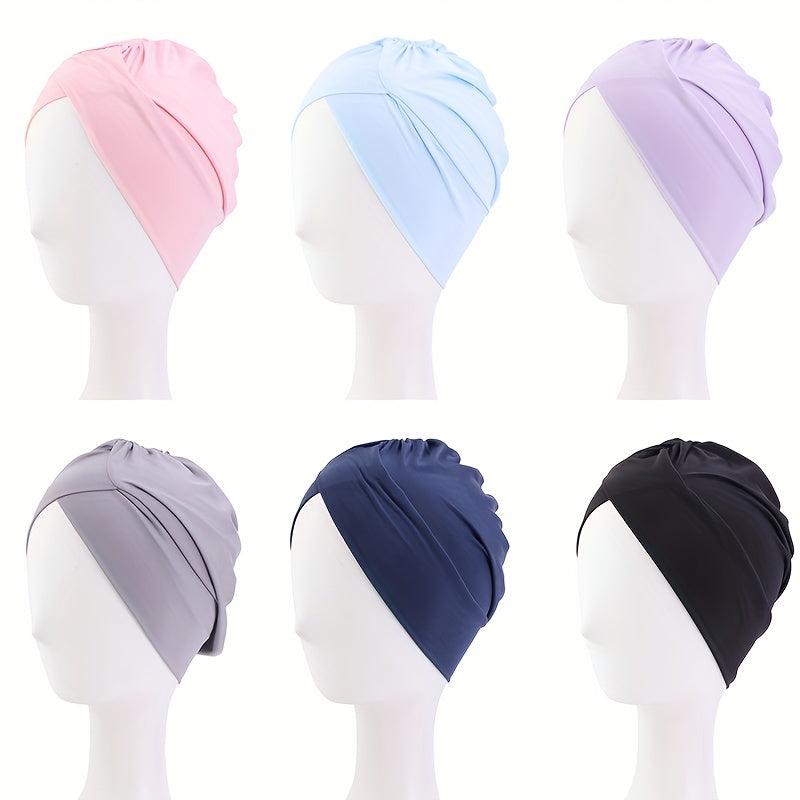 Women's Turban Cap Solid Ruched Inner Cap Underscarf Bandana Beanie Chemo Hats