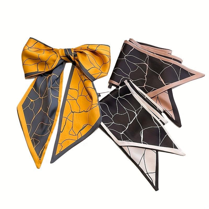 Flower Print Vintage Twilly Scarf Neckerchief French Style Hair Ribbon