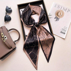 Flower Print Vintage Twilly Scarf Neckerchief French Style Hair Ribbon