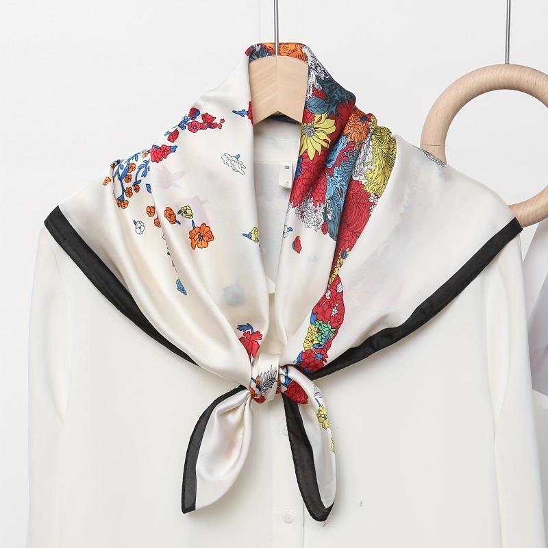 Boho Floral Animal Pattern Bandana Silk Square Scarf Head Wrap
