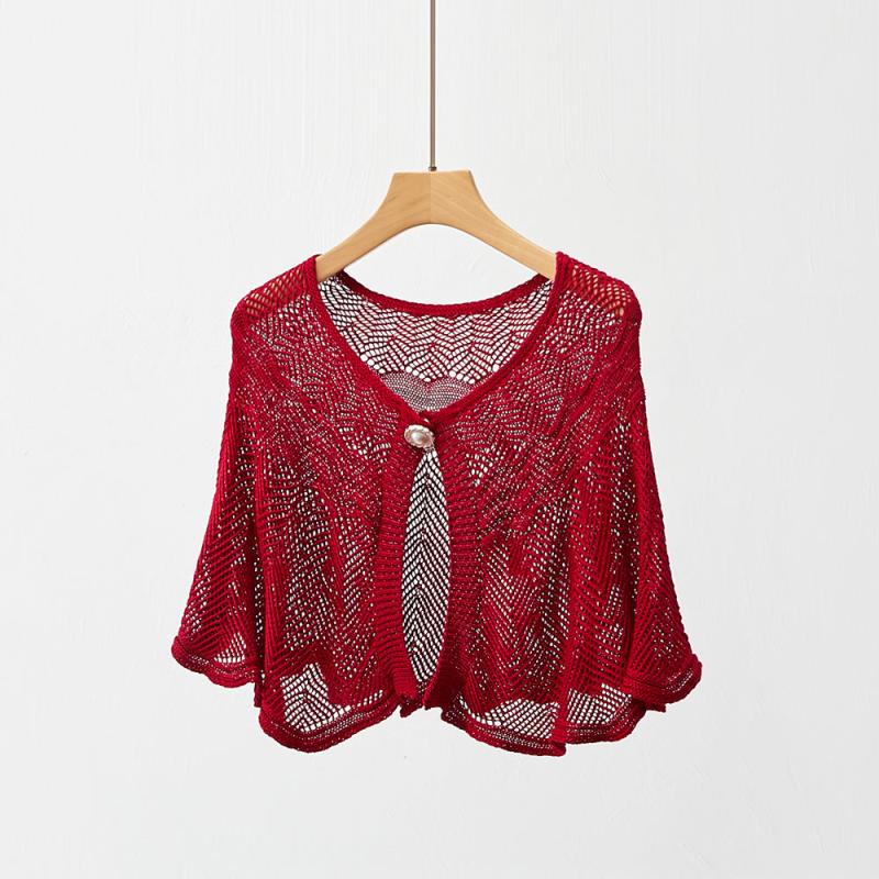 Solid Hollow Shawl Casual Knitting Scarf Inelastic Sunscreen Shawl