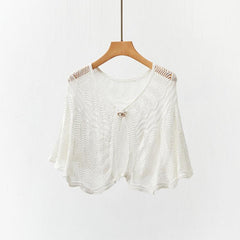 Solid Hollow Shawl Casual Knitting Scarf Inelastic Sunscreen Shawl