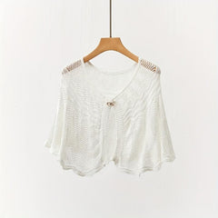 Solid Hollow Shawl Casual Knitting Scarf Inelastic Sunscreen Shawl