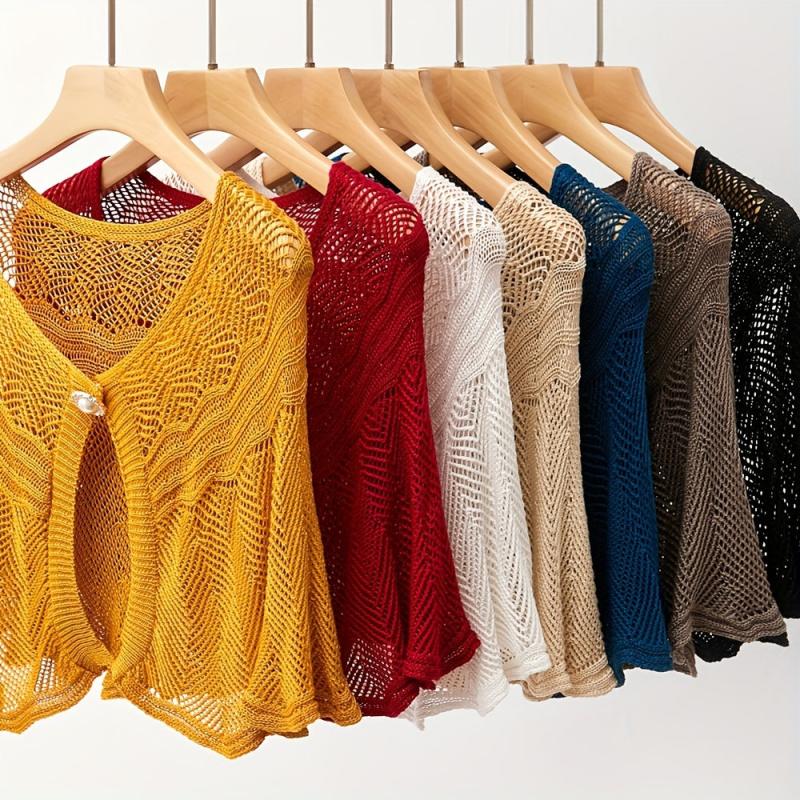 Solid Hollow Shawl Casual Knitting Scarf Inelastic Sunscreen Shawl