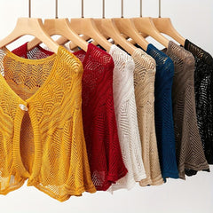 Solid Hollow Shawl Casual Knitting Scarf Inelastic Sunscreen Shawl