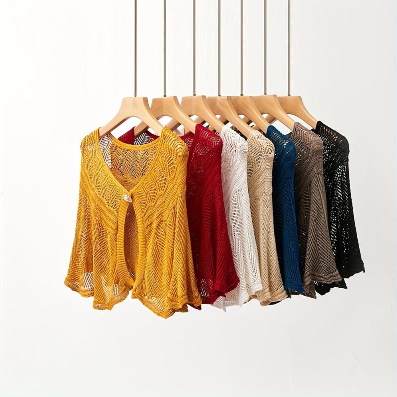 Solid Hollow Shawl Casual Knitting Scarf Inelastic Sunscreen Shawl