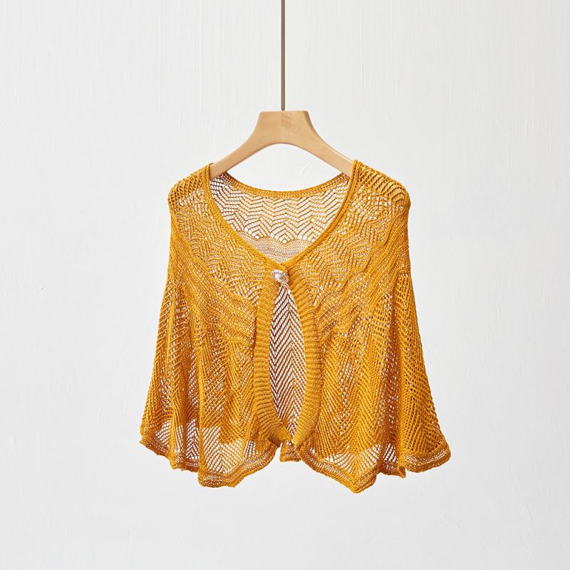 Solid Hollow Shawl Casual Knitting Scarf Inelastic Sunscreen Shawl
