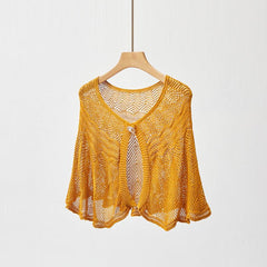 Solid Hollow Shawl Casual Knitting Scarf Inelastic Sunscreen Shawl