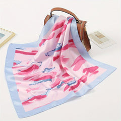 Colorful Tid Dye Print Bandana Graffiti Satin Square Scarf Neckerchief