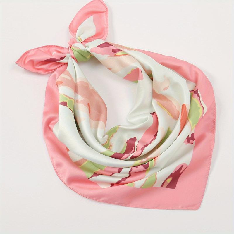 Colorful Tid Dye Print Bandana Graffiti Satin Square Scarf Neckerchief
