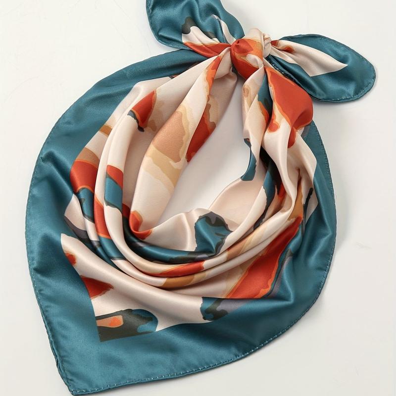 Colorful Tid Dye Print Bandana Graffiti Satin Square Scarf Neckerchief