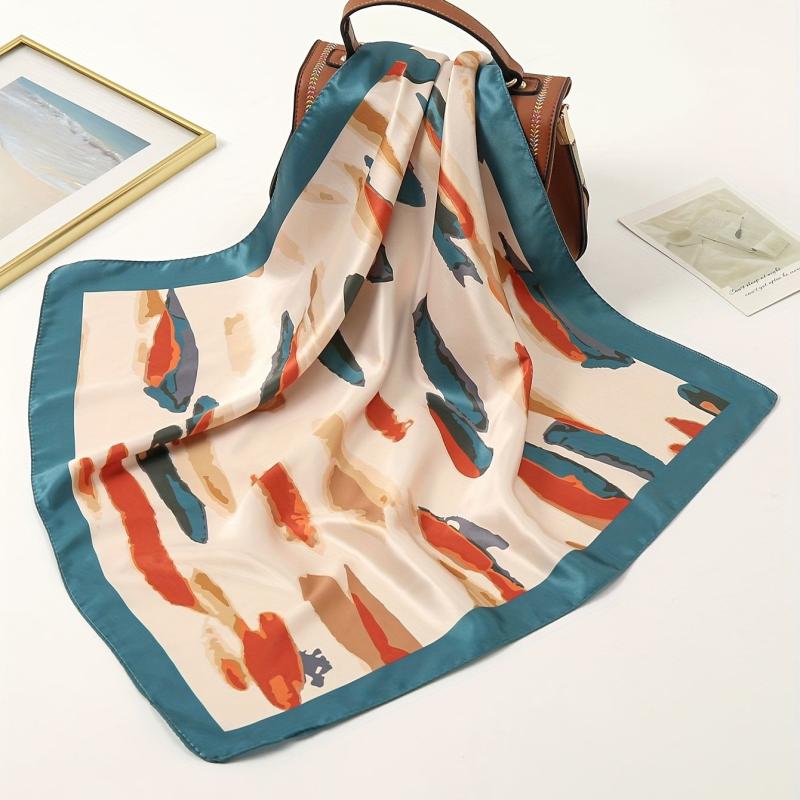 Colorful Tid Dye Print Bandana Graffiti Satin Square Scarf Neckerchief