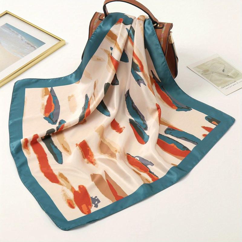 Colorful Tid Dye Print Bandana Graffiti Satin Square Scarf Neckerchief