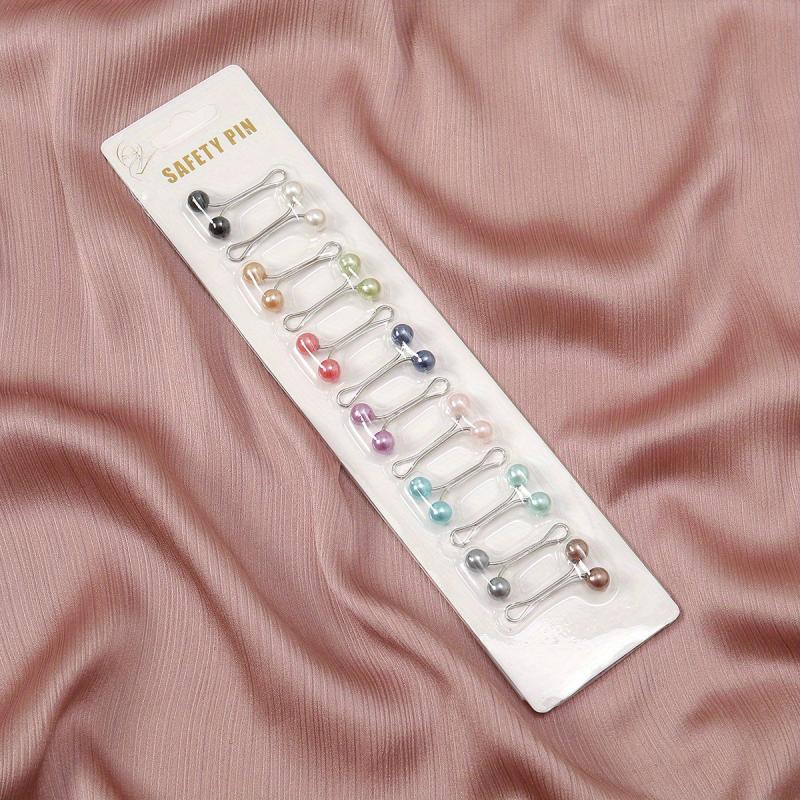 12pcs Faux Pearl Scarf Pin Headscarf U Shape Clip Shawl Brooch Multicolor
